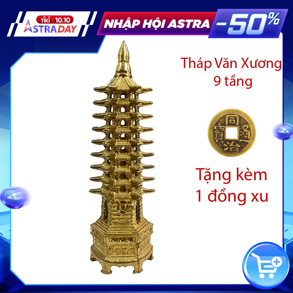 Tháp văn xương 9 tầng bằng đồng 18cm
