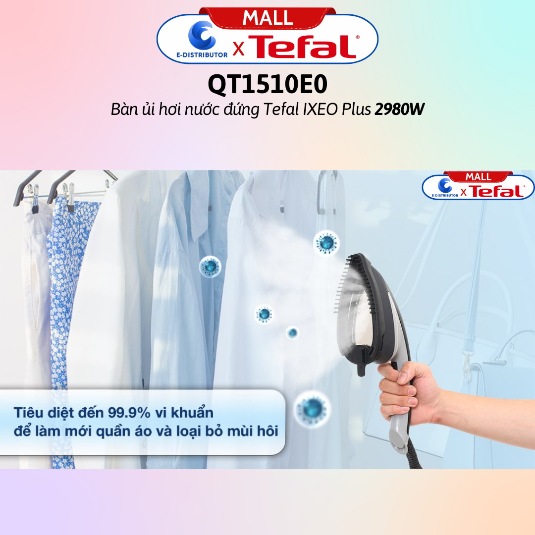 Bàn ủi hơi nước đứng Tefal IXEO Plus QT1510E0 2980W  -  Hàng Chính Hãng