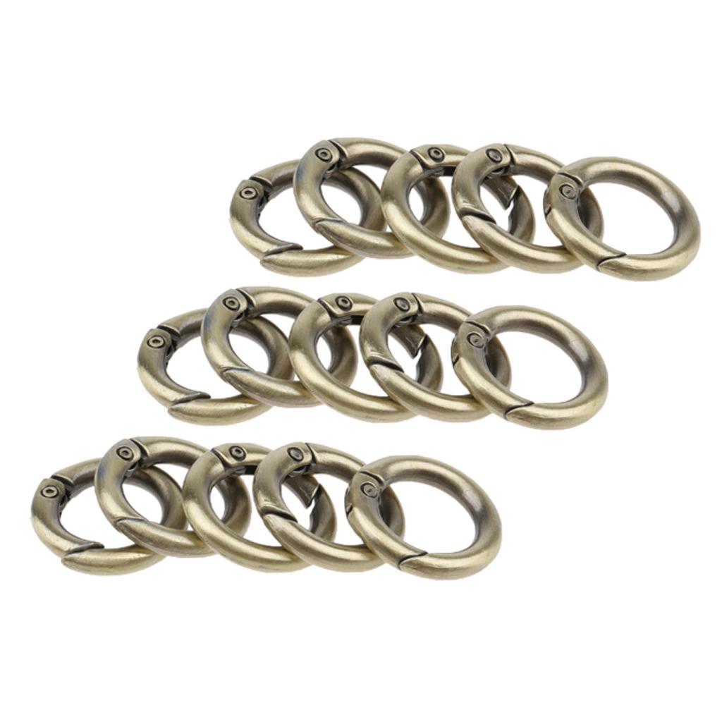 15pcs Zinc Alloy Round Carabiners Spring Buckles Snap Hook Keychain