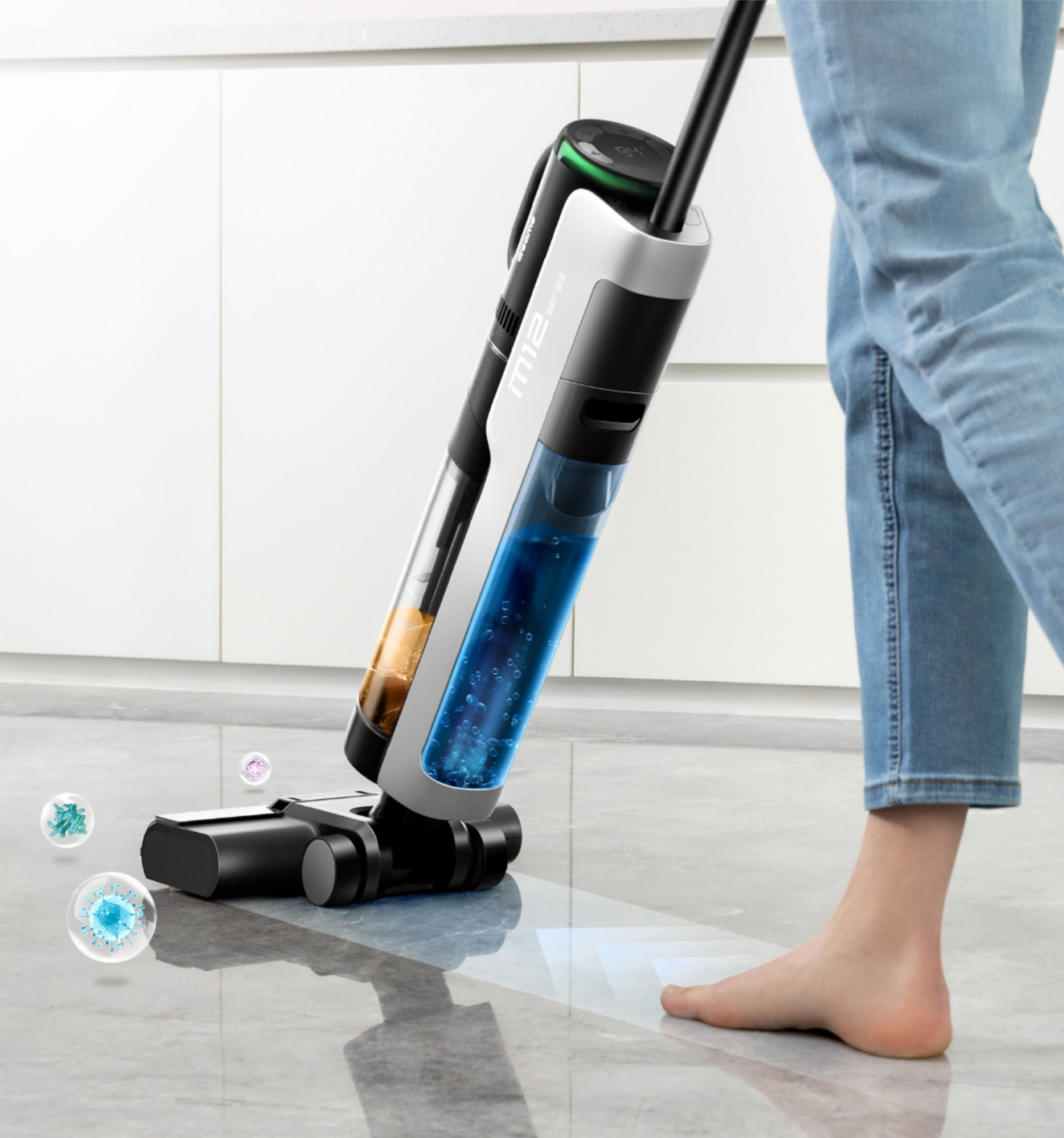 Máy Lau Sàn Hút Bụi Không Dây DREAME M12 Cao Cấp Cảm Biến Báo Vết Bẩn, Chế Độ Dọn Dẹp Thông Minh, Tự Động Vệ Sinh Máy Công Suất 300 W Lực Hút 14,000 Pa - Hàng Chính Hãng
