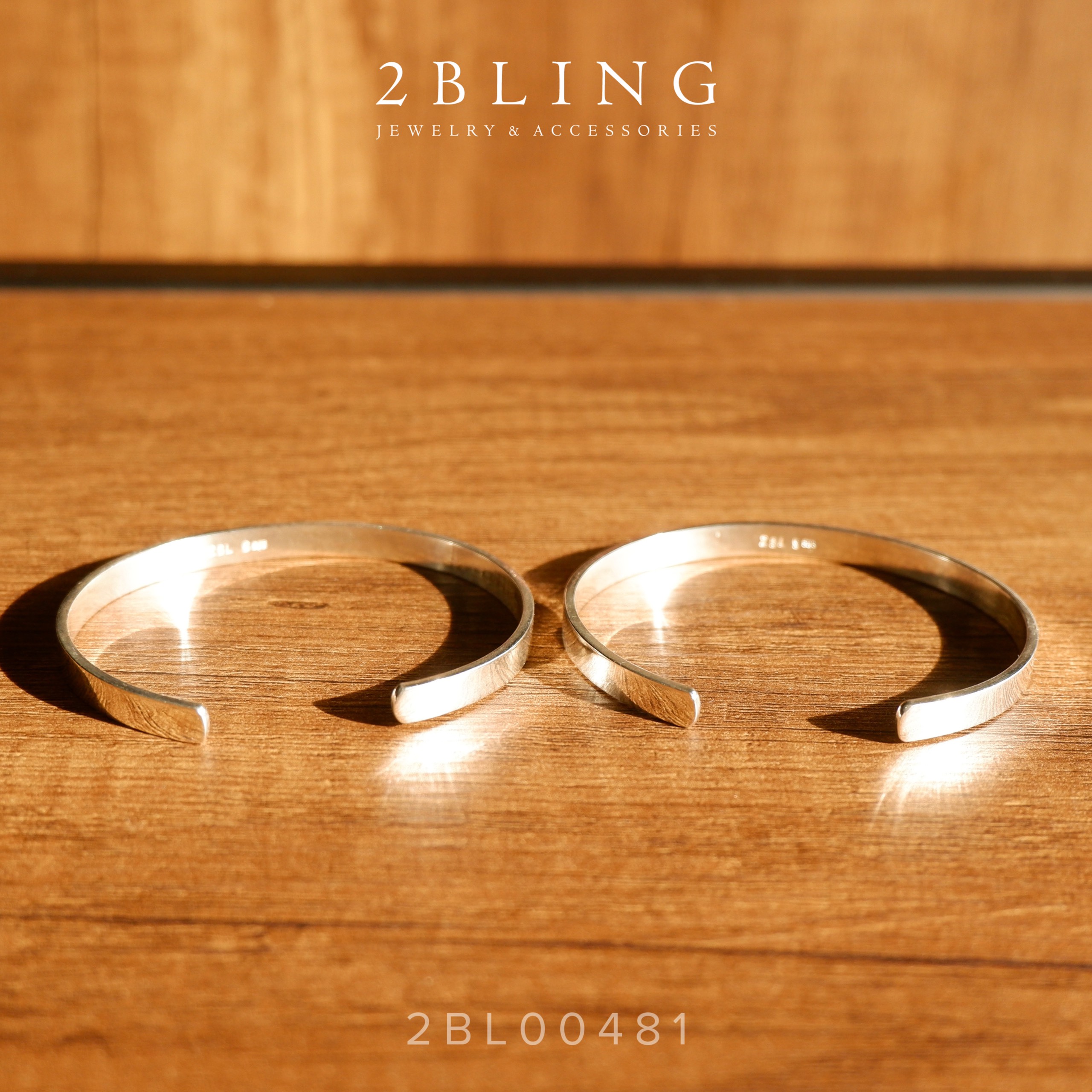 Vòng tay bạc 925 trơn 2Bling 2BL00481 phong cách thanh lịch dành cho nam và nữ