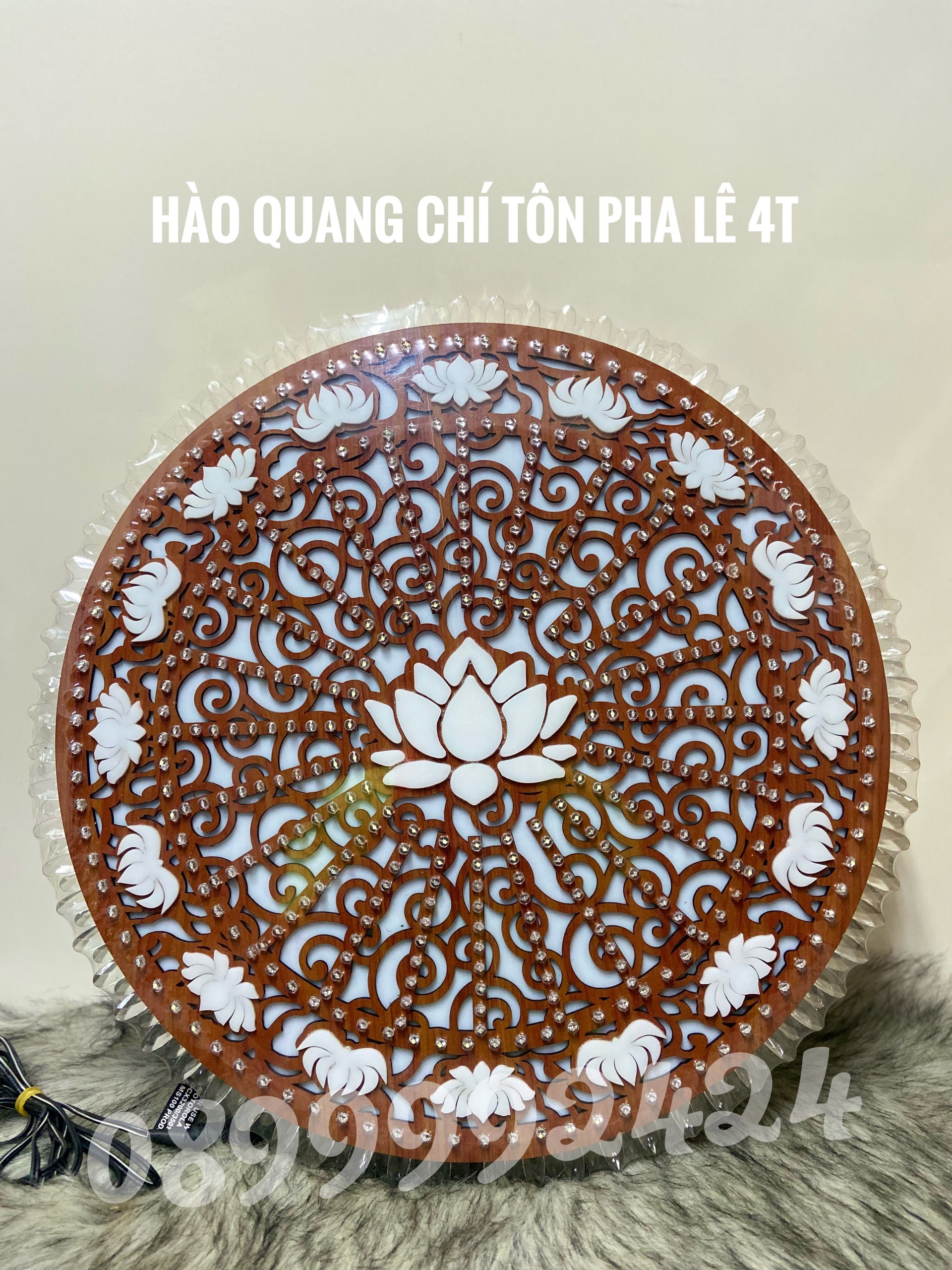 ĐÈN THỜ HÀO QUANG LED CHÍ TÔN PHA LÊ 4 TẤC