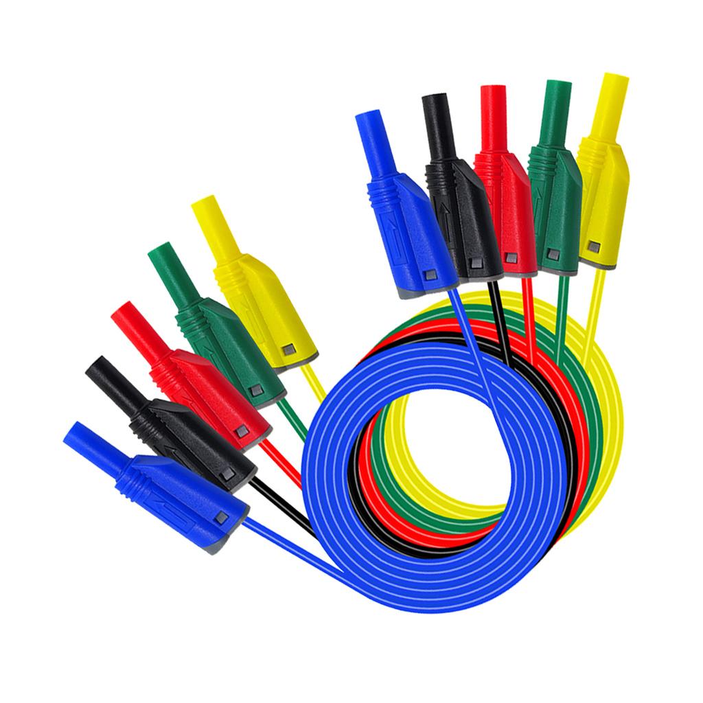 5Pcs 1M 4mm 14AWG Silicone Banana to Banana Plug Test Probe Lead Wir 5 Color