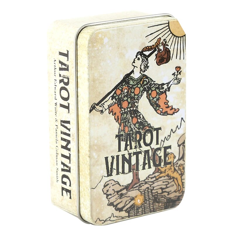 Bộ Bài Tarot Vintage 78 thẻ Mạ Vàng Hộp Sắt