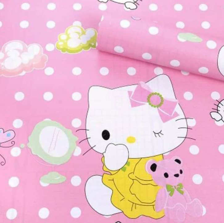 Combo 10 mét giấy dán tường, decal dán tường trang trí nhà cửa KITTY ÔM GẤU khổ 45cm