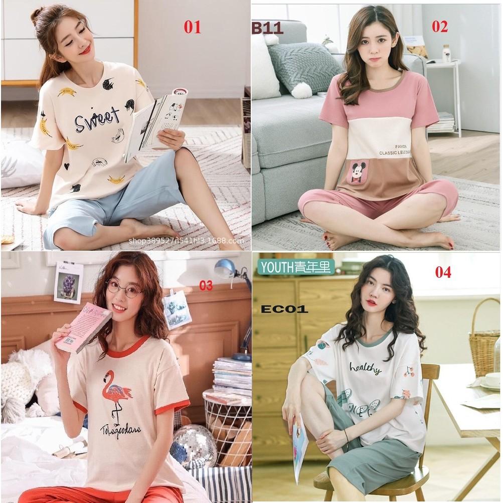 Đồ bộ ngủ nữ, thun Cotton 100% cực mát, đủ size, 42-70kg