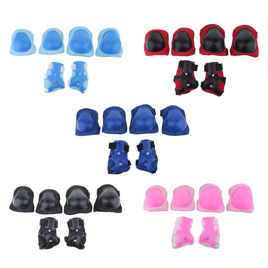 6Pcs Kids Elbow Knee Wrist Protective Pads for Skateboard Skating red