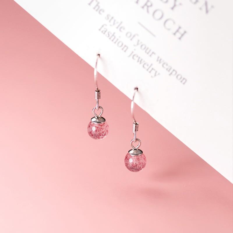 Khuyên tai bạc Ý s925 đá Zircon hồng ngọt ngào xinh xắn G6618- AROCH Jewelry