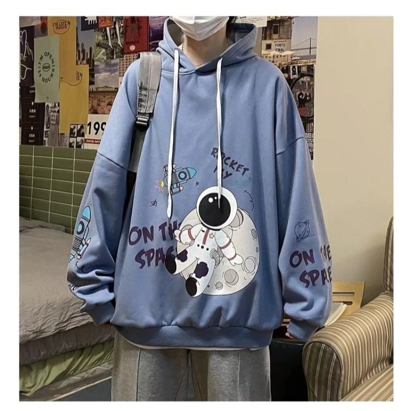 Áo Hoodie Lót Bông 100% Mũ Hai Lớp Áo Nỉ Lót Bông Nam Nữ Unisex Hình in phi hành gia Hàng Quảng Châu Siêu Đẹp