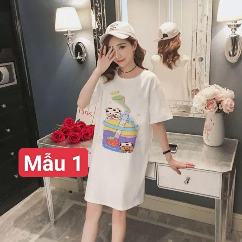 váy ngủ dáng suông chất cotton các hình gấu