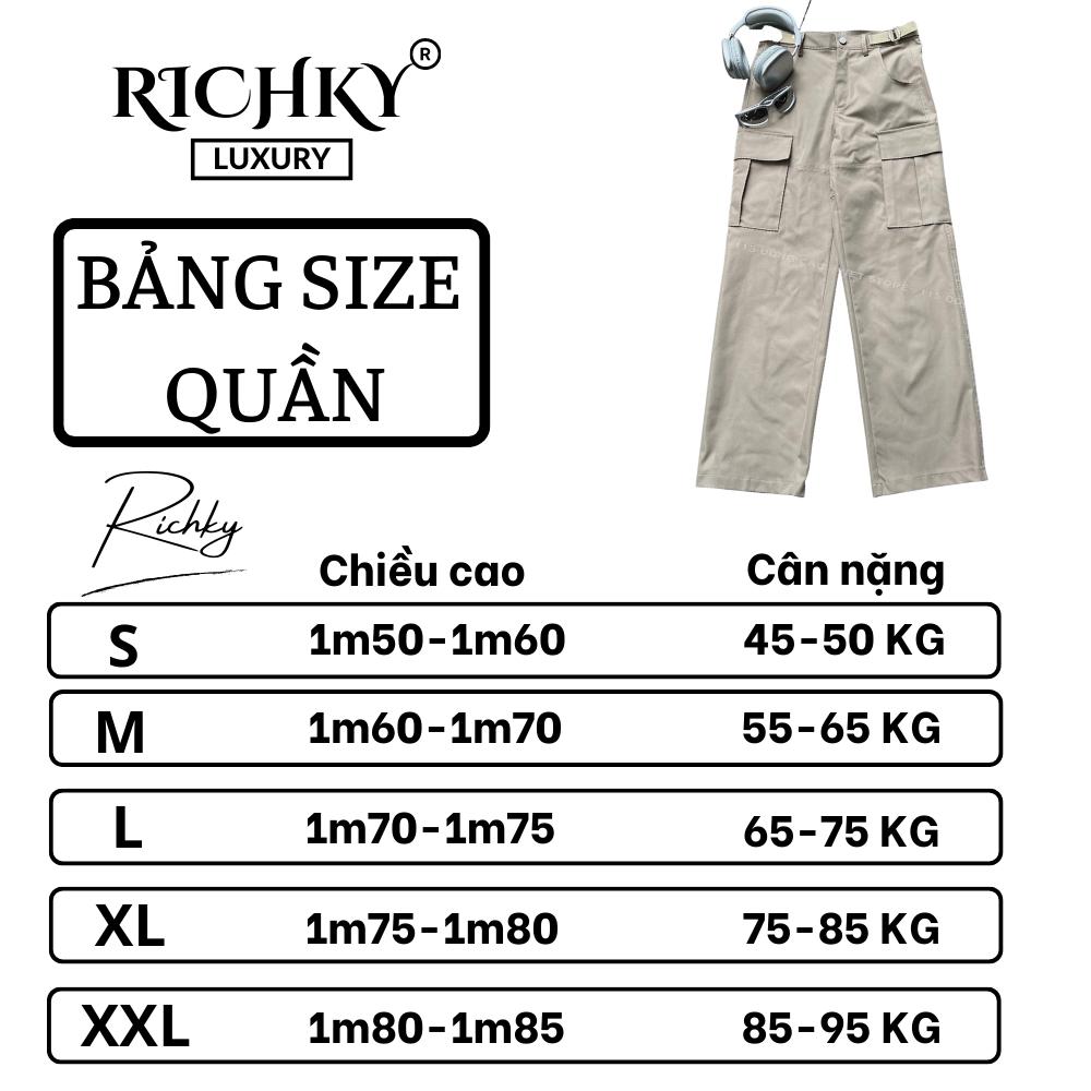 Quần Kaki Cargo Túi Hộp Ống Suông Richky Màu Nâu Q111