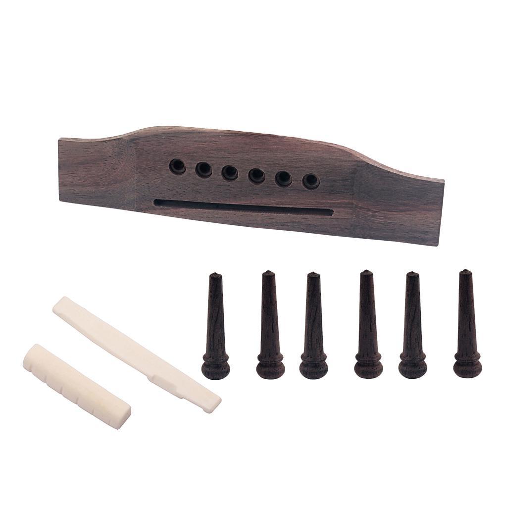 Set of Guitar Replacement Parts Nut + Pin + Bridge for Acoustic Folk Guitar