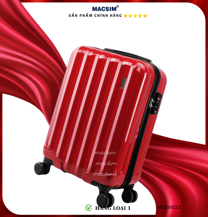 Vali cao cấp Macsim Smooire MSSM523 cỡ 20 inch màu gold, Balck, Red - Hàng loại 1