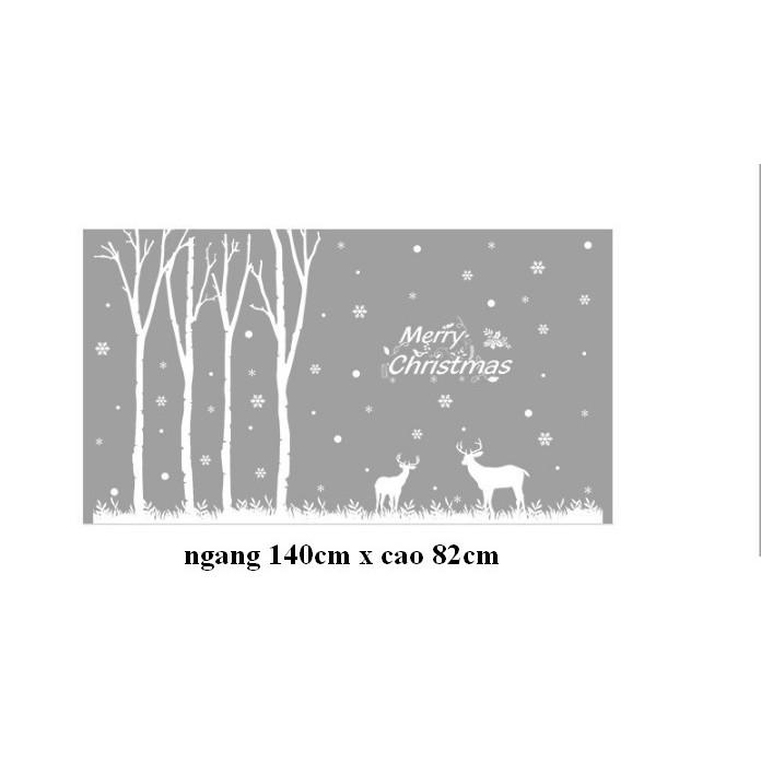 Decal trang trí noel rừng cây và nai trắng