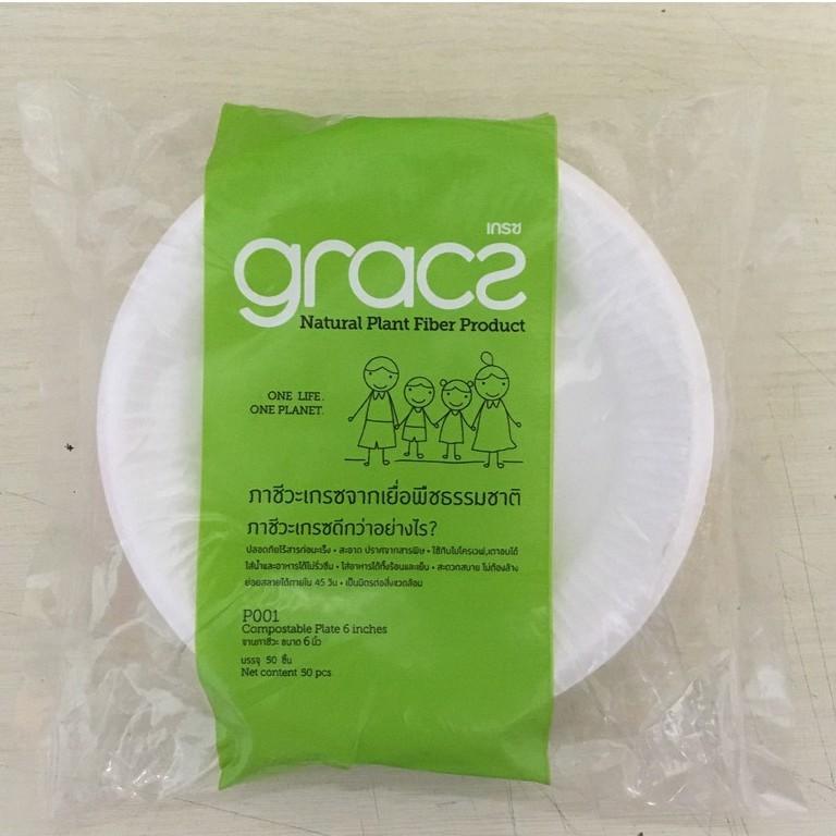Dĩa giấy bã mía Thái Lan 6inch ~15cm - thương hiệu Gracz
