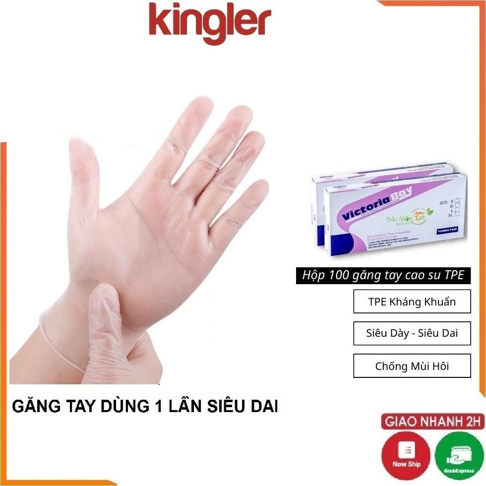 Hộp 100 Găng Tay Mỏng, Găng Tay Victoria Kháng Khuẩn, Bảo Vệ Tay, Siêu Dai, Nấu Ăn, Làm Bếp, Vệ Sinh. Kingler 5858