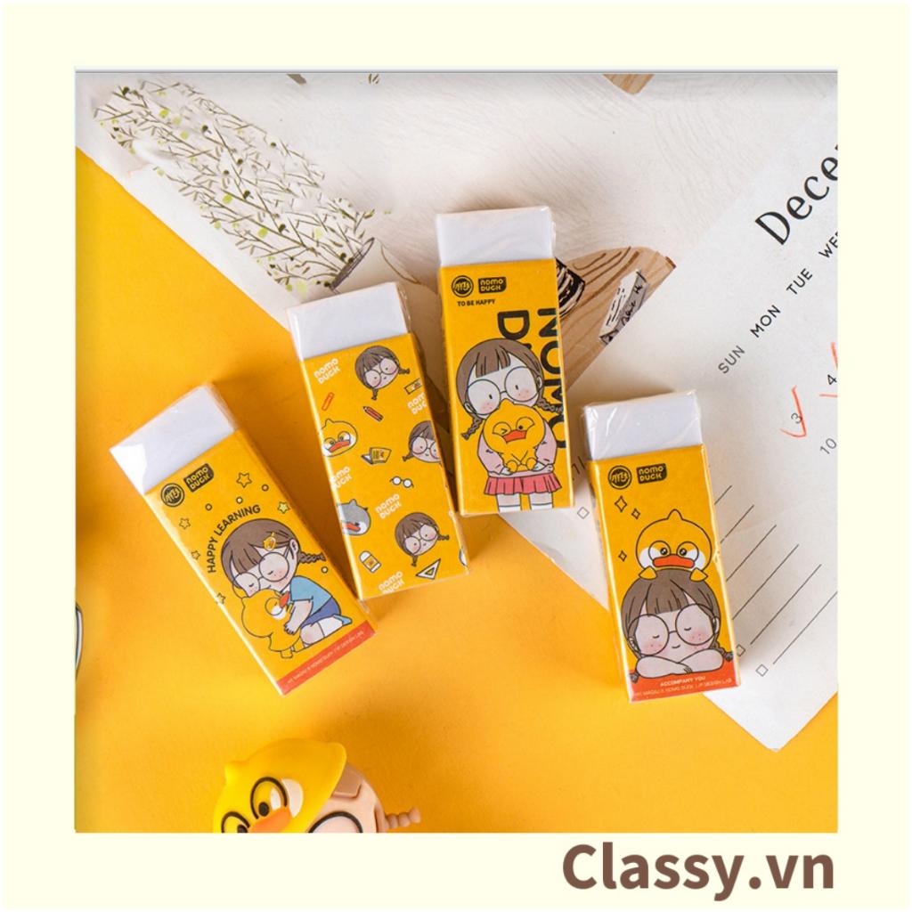 Gôm tẩy bút chì Classy hình chữ nhật, màu vàng họa tiết chibi dùng cho học sinh, sinh viên PK1329