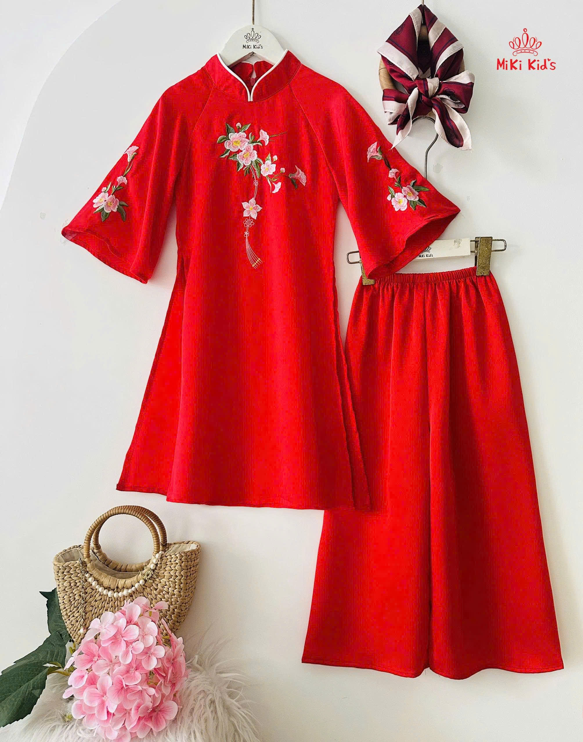 Áo dài cho bé gái mẫu Như ý diện lễ tết noel giáng sinh năm mới từ 12-44kg hàng thiết kế