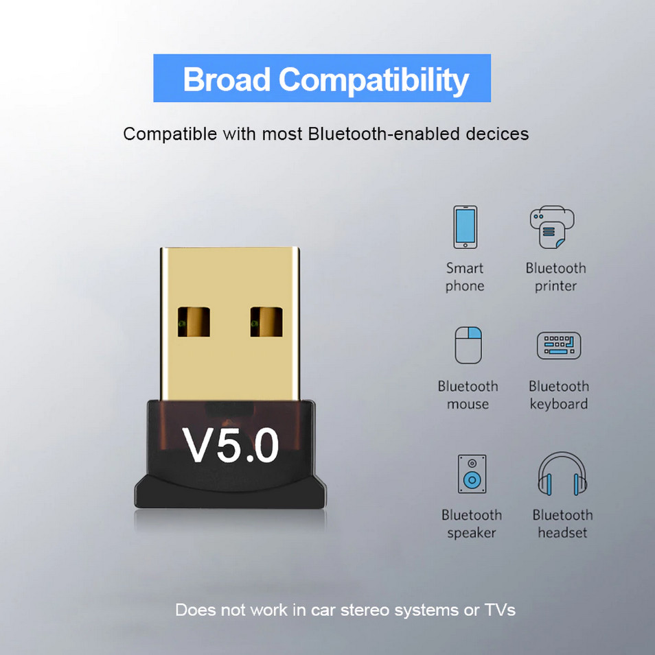 USB Bluetooth 5.0 Dongle CSR, Thu Phát Bluetooth Tốc Độ Cao Cho PC Và Laptop - Hàng Nhập Khẩu