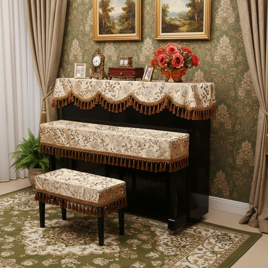 Khăn phủ đàn piano cơ đàn piano điện tử 88 phím sang trọng cổ điển trang trí giáng sinh noel năm mới Tết sinh nhật - Hàng chính hãng