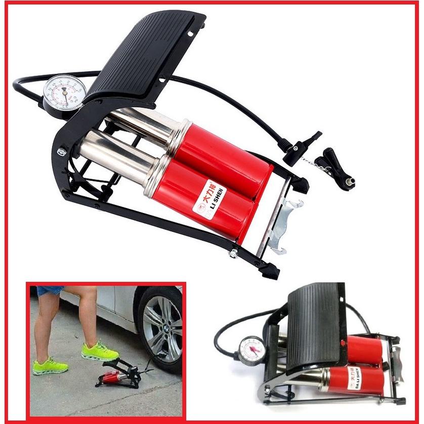 Bơm Hơi Dùng Chân 2 Ống Nén Khí DA LI SHEN - Bơm Hơi Đạp Chân Mini 2 Ống Bơm Ô Tô Xe Máy Xe Đạp Nhỏ Gọn Tiện Lợi