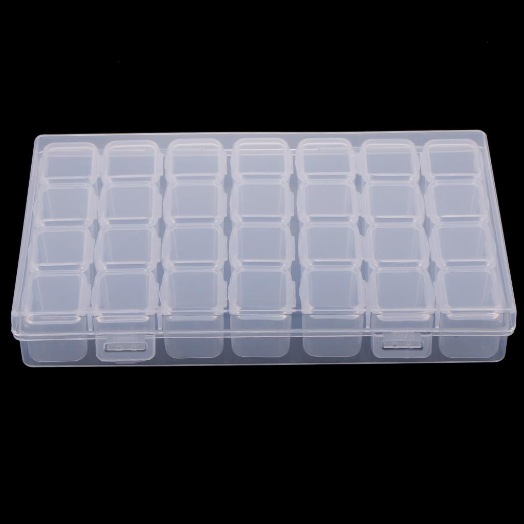 16x 28Grid Clear Beads Box Small Items Container For Makeup Organizer