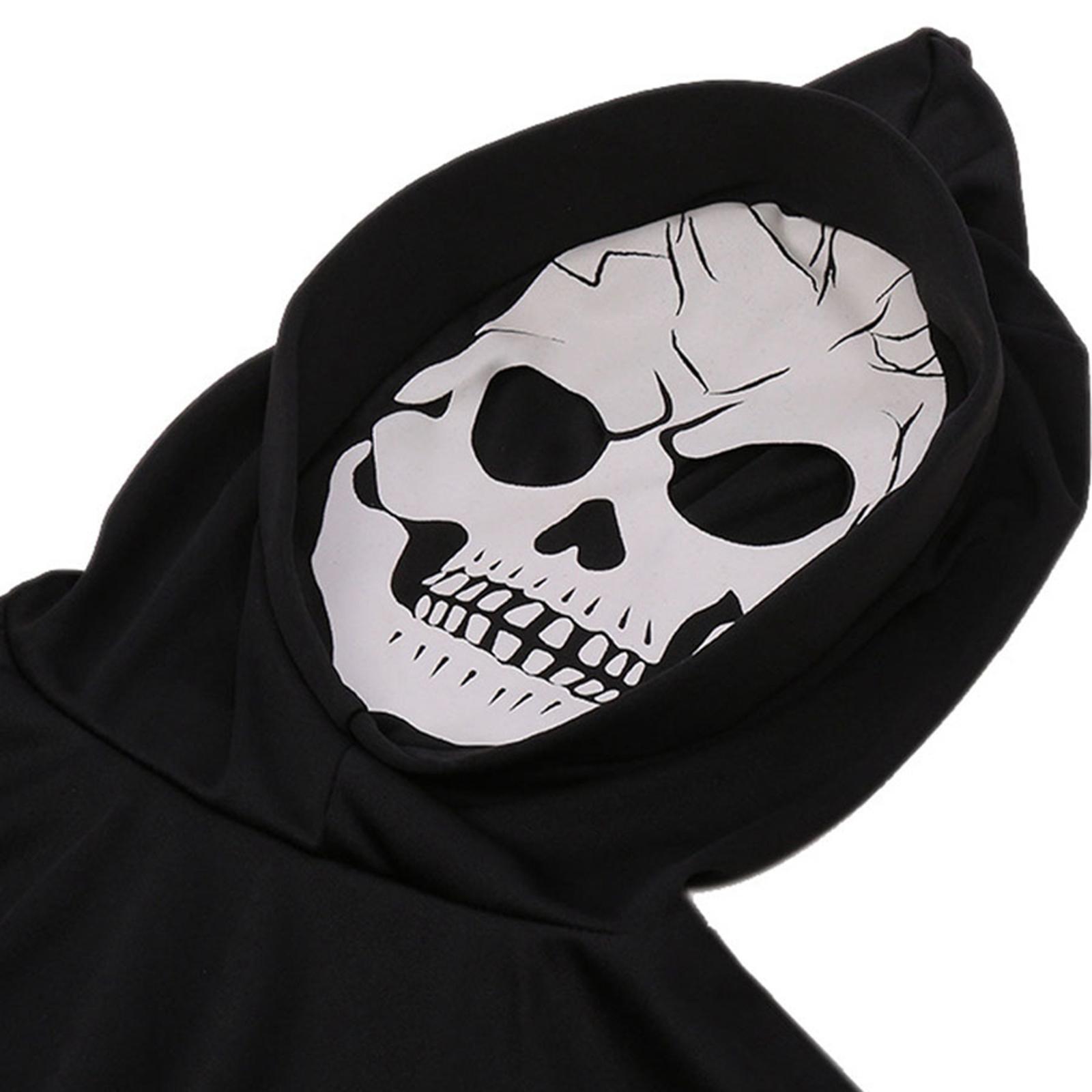 Grim Reaper Costume Hooded Cape Skull Creepy for Dress up Stage Performances