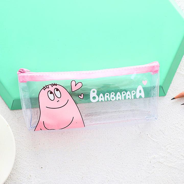 Hộp bút nhựa trong suốt Barbapapa hồng - nhiều mẫu