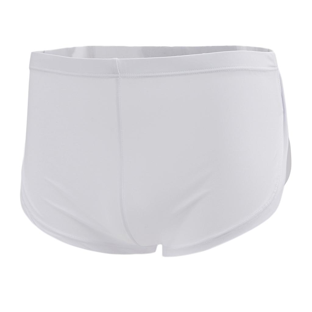 Soft Comfy Mens Side Split Solid Briefs Bulge Pouch Boxers Low Rise Sports Home Underwear Panties