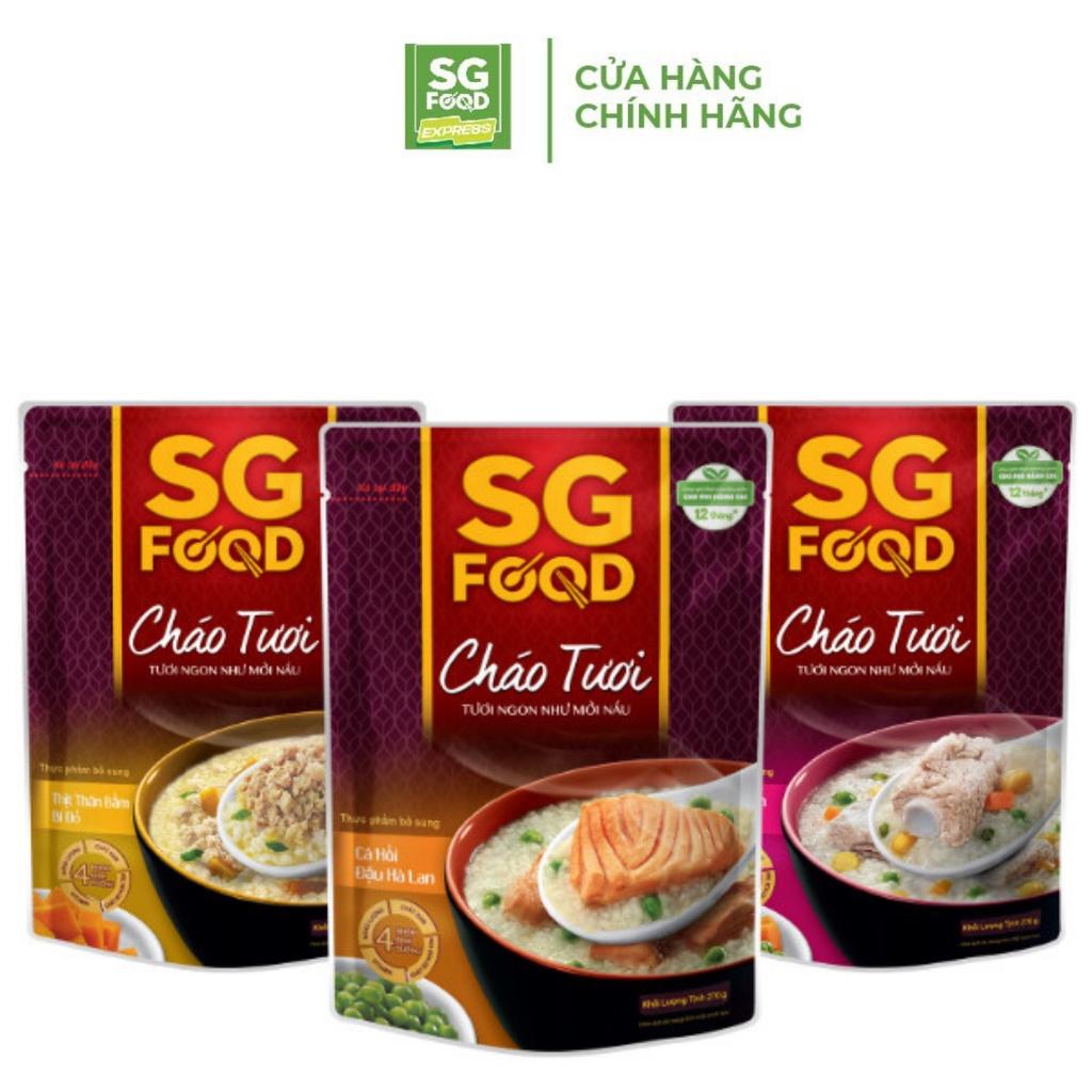 Lốc 31 - Cháo Tươi SG Food 240g (Thịt Bằm, Sườn Non, Cá Hồi)