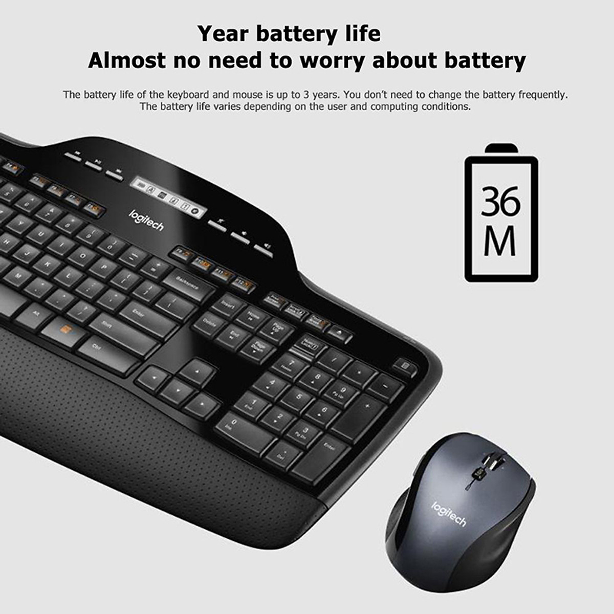 Combo Chuột Phím Công Thái Học Logitech MK710 Không Dây Tích Hợp Bảng Điều Khiển LCD - Hàng Chính Hãng