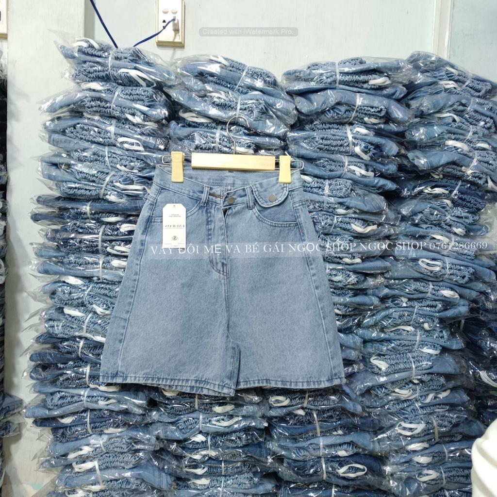 Quần short nữ jean ngố ống rộng lưng cao ulzang cao cấp chất jean cotton không co giãn