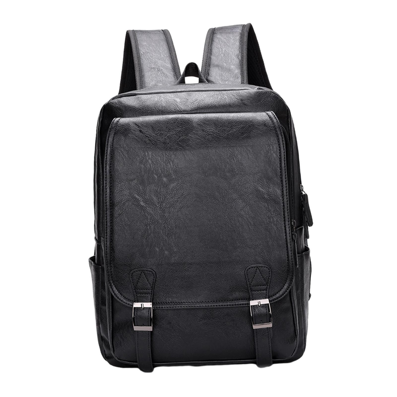 Laptop Backpack Men's PU Leather Backpack for Notebook Bookbag Casual Daypack Rucksack for Hiking Office Travel Work Shopping