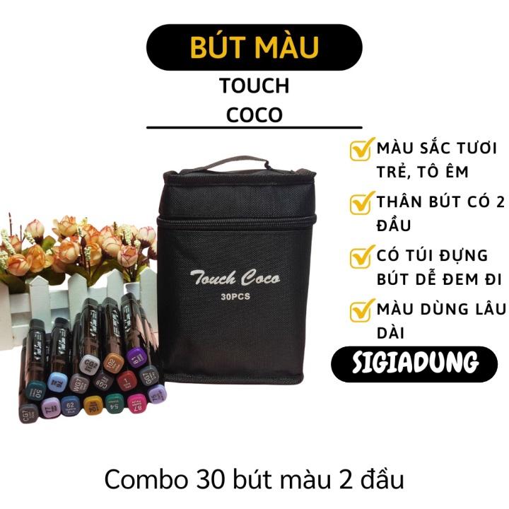 Bút Màu Lông - Combo 30 Bút Màu Dạ 2 Đầu Touch Coco Chuyên Nghiệp Kèm Túi Vải 8668