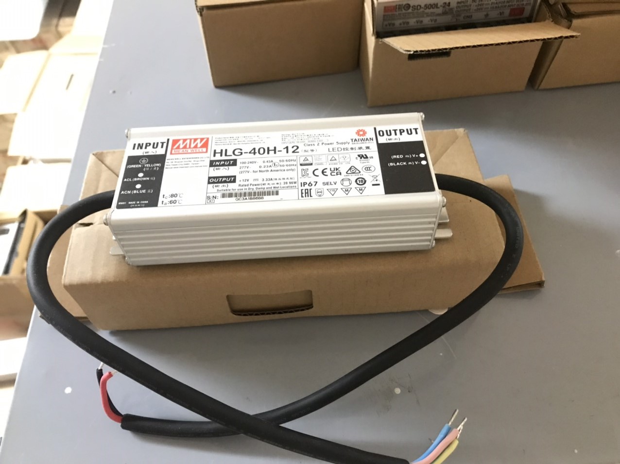 Nguồn LED Driver HLG-40H-12 Meanwell , Hàng chính hãng