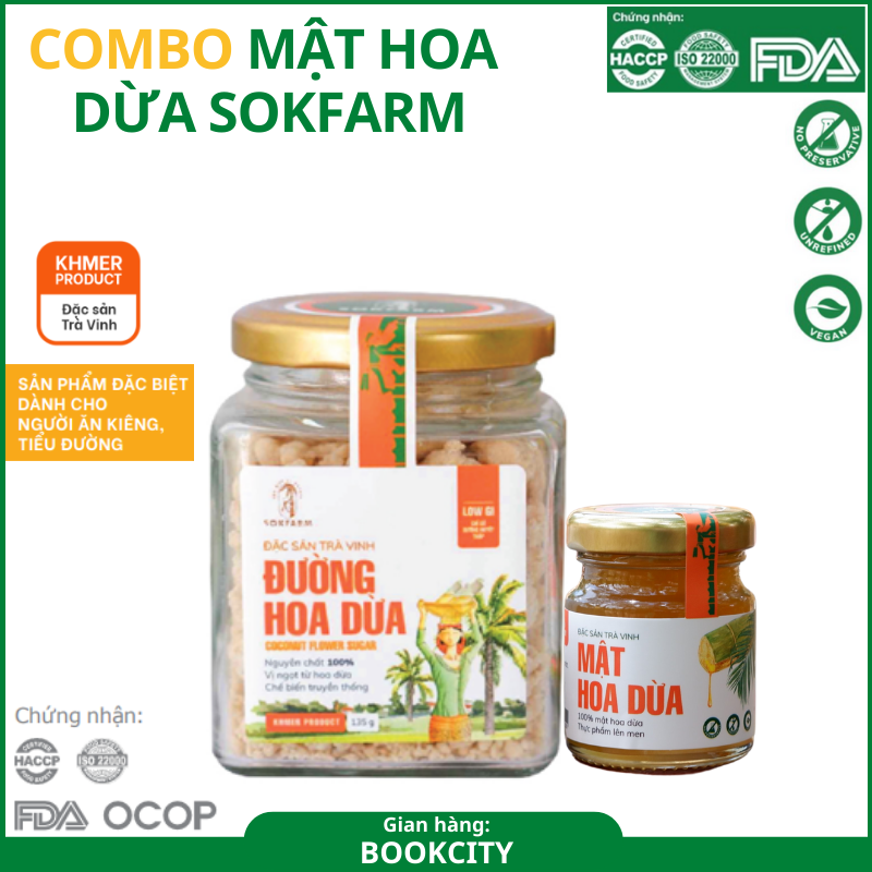 COMBO MẬT HOA DỪA CÔ ĐẶC 65Gr + ĐƯỜNG HOA DỪA 135Gr - CHÍNH HÃNG - CHÍNH HÃNG - ỔN ĐỊNH ĐƯỜNG HUYẾT, PHÙ HỢP NGƯỜI ĂN KIÊNG