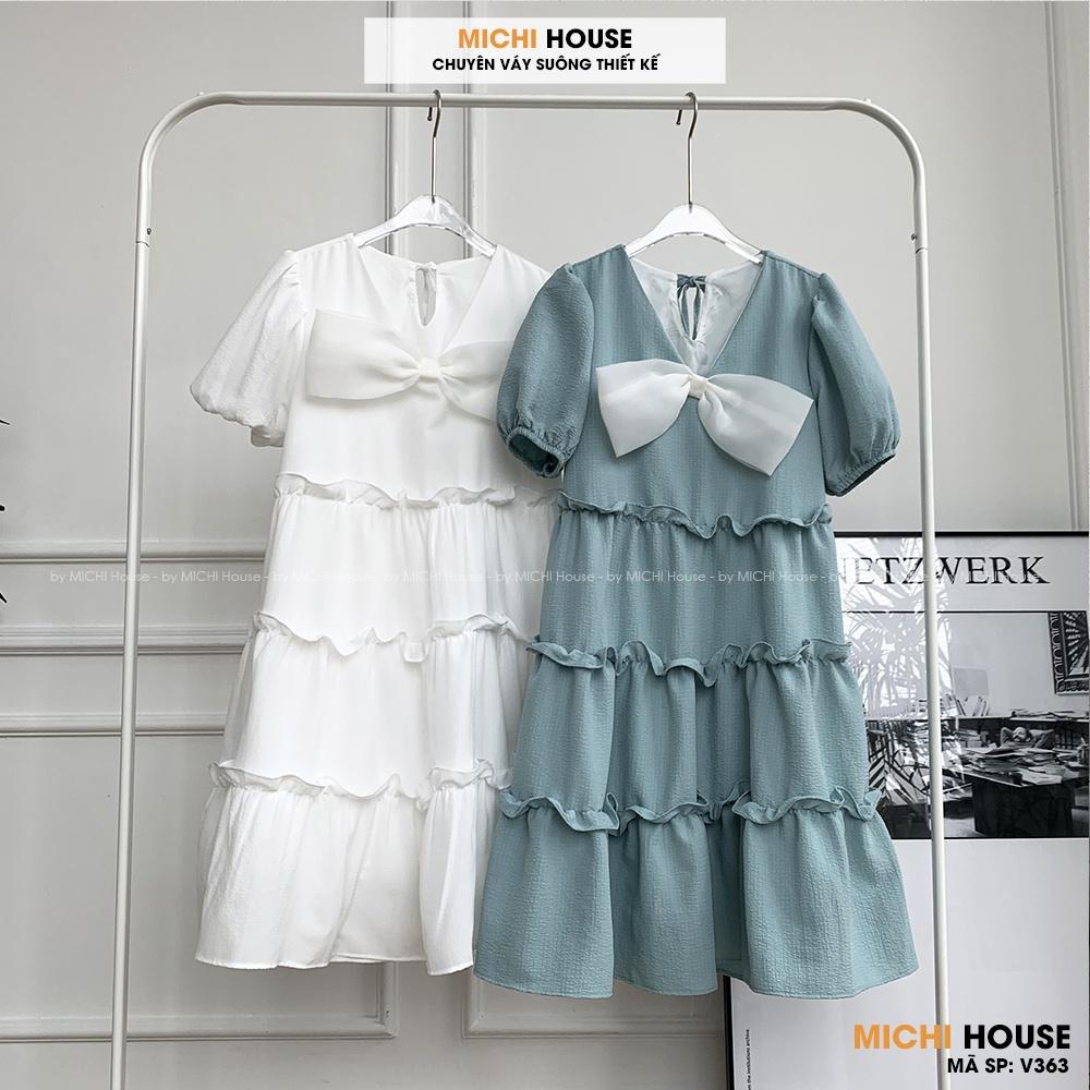 Đầm Suông Babydoll Đính Nơ Dễ Thương MICHI House V363 Váy Xinh Vải Xốp Mềm Mát