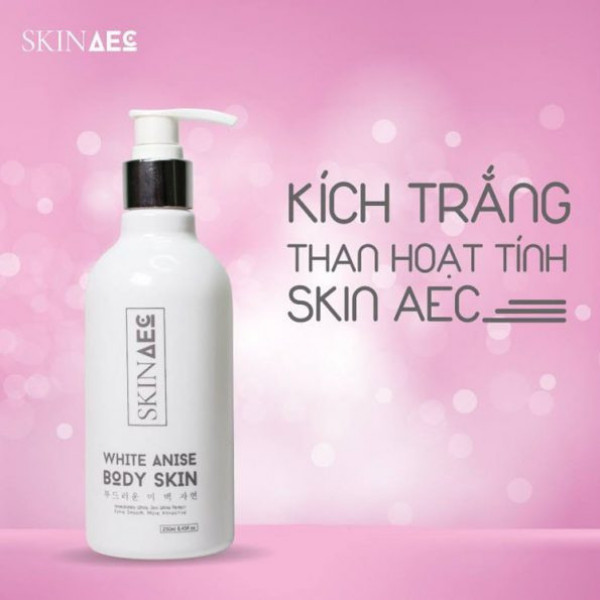 Kem Body Dưỡng Trắng Than Hoạt Tính Skin Aec White Anise Body Skin (250ml) - Dưỡng Trắng, Giữ Ẩm, Không Gây Kích Ứng Cho Da