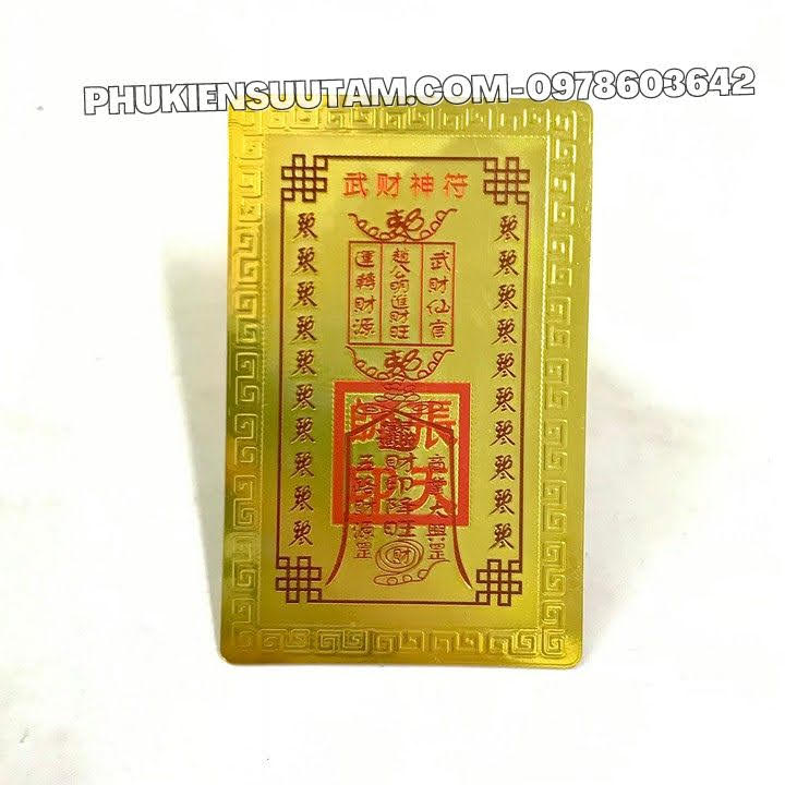 Thẻ Kim Bài Quan Vũ Quan Công, kích thước: 8.3cmx5.3cmx0.2cm, màu: vàng - SP005737