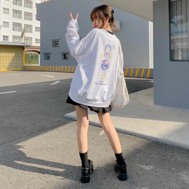 Áo Sweater Nỉ Bông in UNI MOON Unisex Nam Nữ Tay Dài Form Rộng Ulzzang
