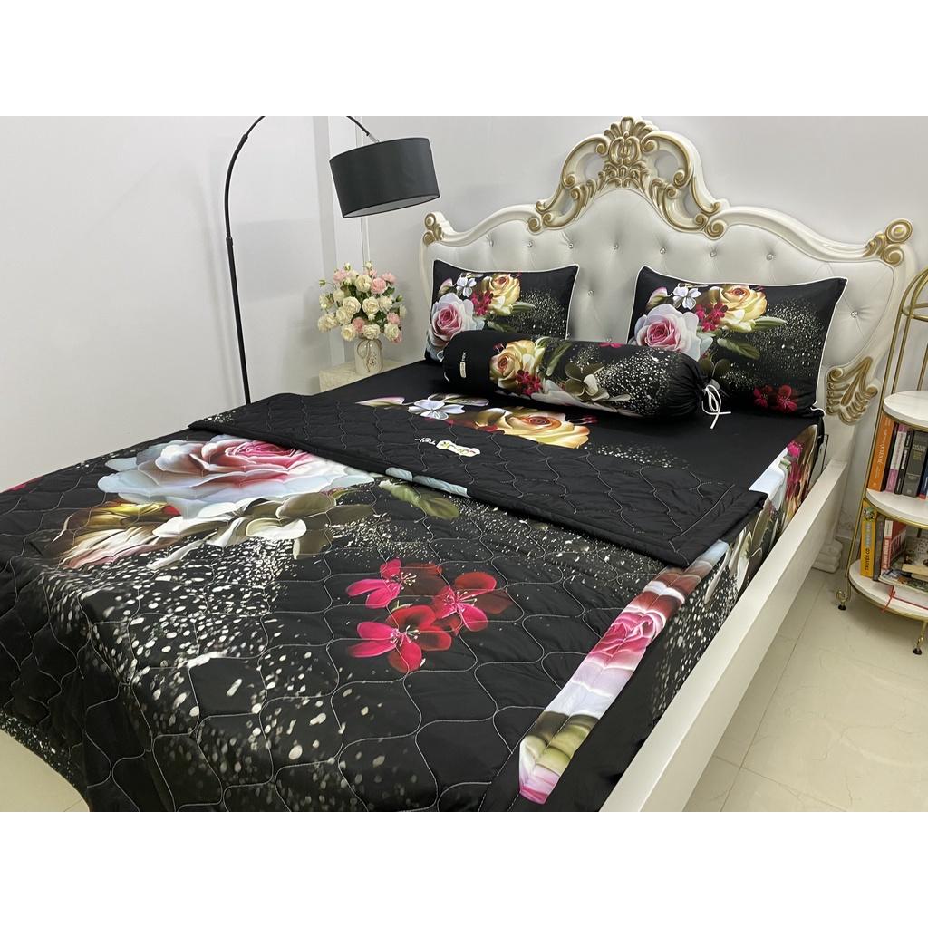 Bộ Drap mền + áo gối thun Ý 5D Cao Cấp , mát lạnh, thấm hút tốt.