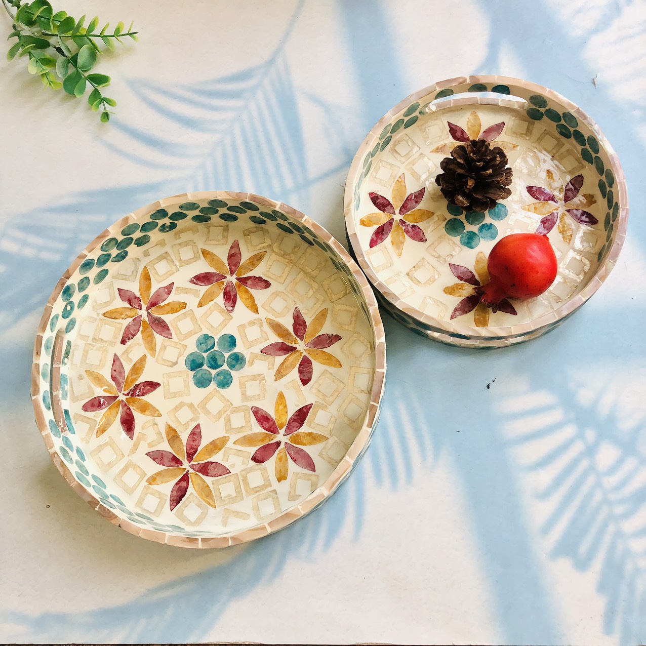 Khay Khảm Trai Tròn, Khay Đựng Trà Bánh, Decor, Quà Tặng Của Craft Closet