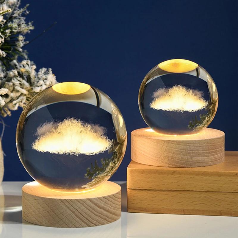 Bộ Quà Tặng Quả Cầu Pha Lê 3D LED TRÁI TIM
