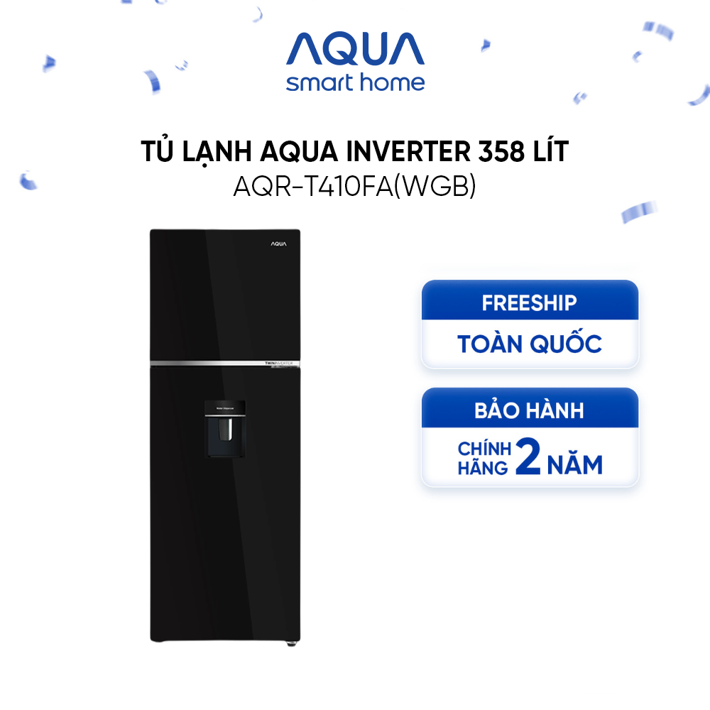 Freeship toàn quốc - Tủ lạnh ngăn đông trên Aqua 358L AQR-T410FA(WGB) - Bảo hành 2 năm - Hàng chính hãng