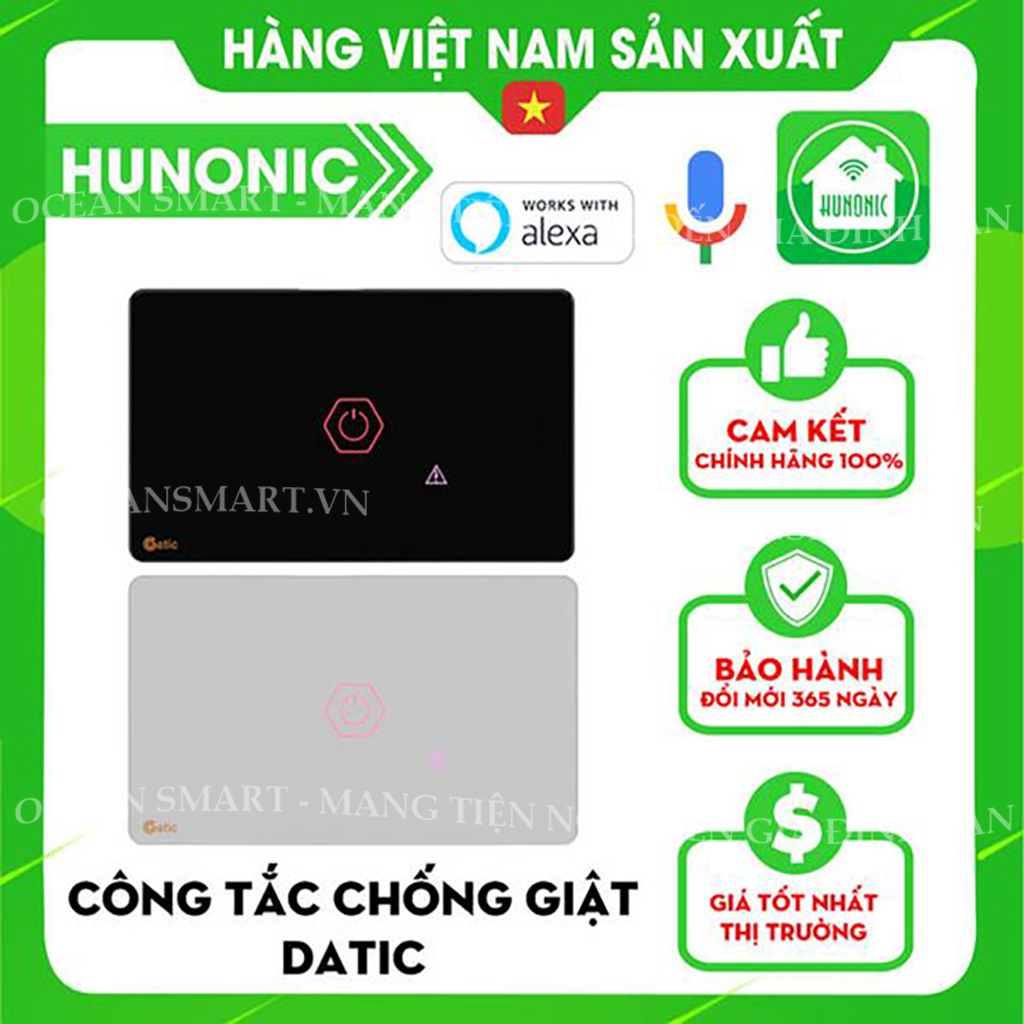 Công Tắc Thông Minh Wifi, Công Tắc Chống Giật Cho Bình Nóng Lạnh Hunonic Datic - DTSWU1