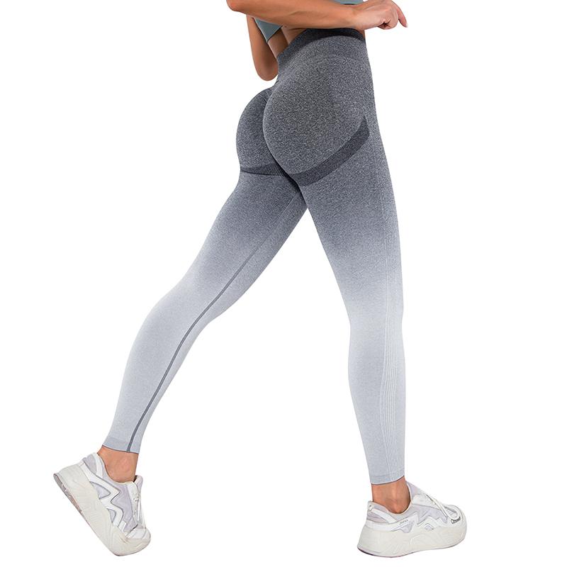 Phụ nữ thể thao quần legging liền mạch thể dục chạy bộ yoga gradient cao eo đẩy lên quần legging phòng tập thể dục quần legging Color: Style 1--Color 8 Size: S