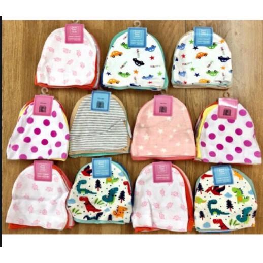 Set 5 mũ sơ sinh chất cotton mềm cho bé dưới 3 tháng tuổi