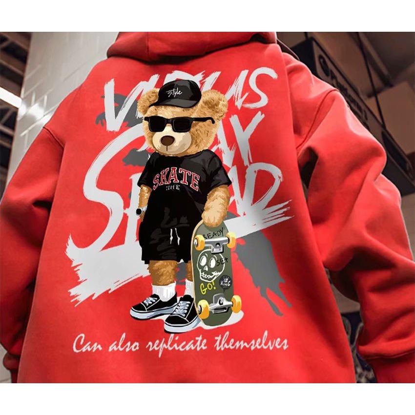 Áo Hoodie Dáng Rộng In Hình Gấu Thời Trang Hip Hop Cá Tính Unisex