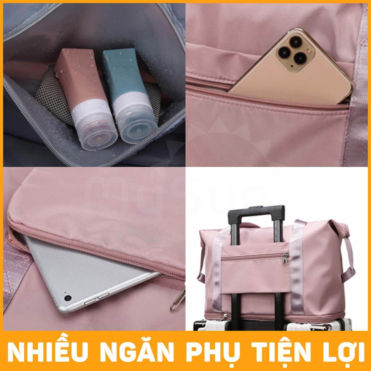 Túi xách đựng đồ du lịch quần áo cá nhân gấp gọn 2 tầng cỡ lớn cho nam nữ chính hãng MySun Double