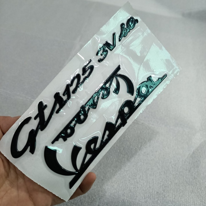 Tem - Decal dán xe máy Vespa GTS 125 3V ie chữ nổi Màu Đen -TKAs.8532